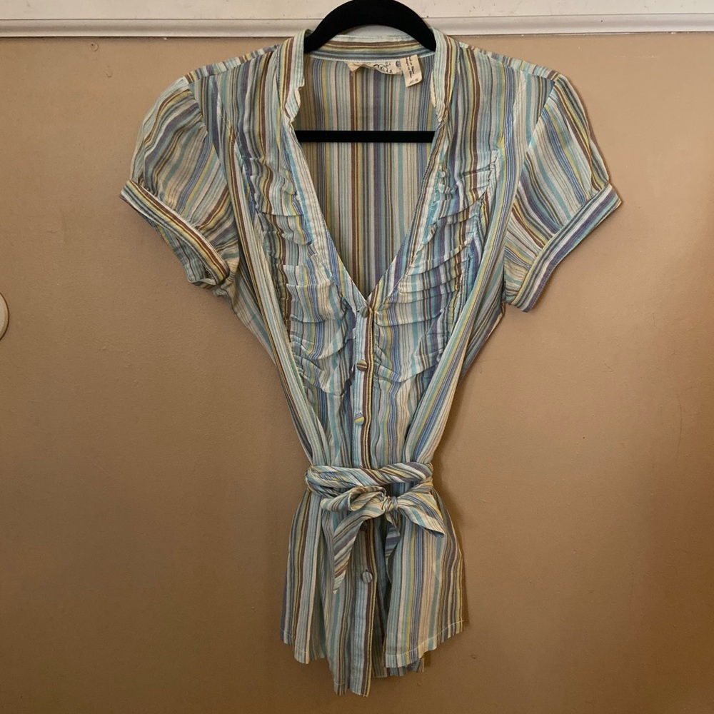 Guess blue/yellow women’s blouse size Large